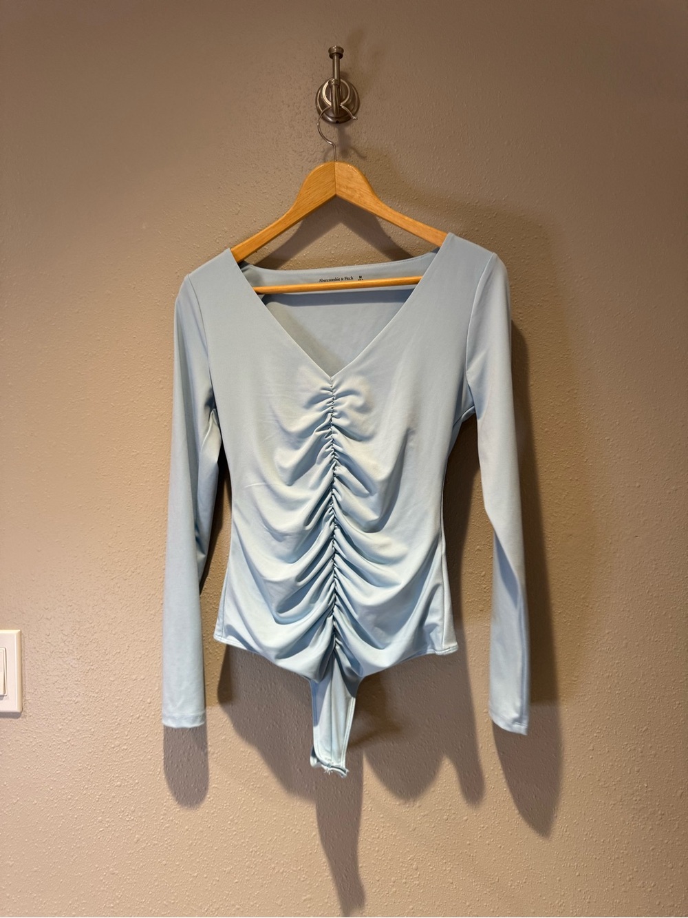 Abercrombie & Fitch Soft A&F Collection Ruched V-Neck Bodysuit - Size Medium